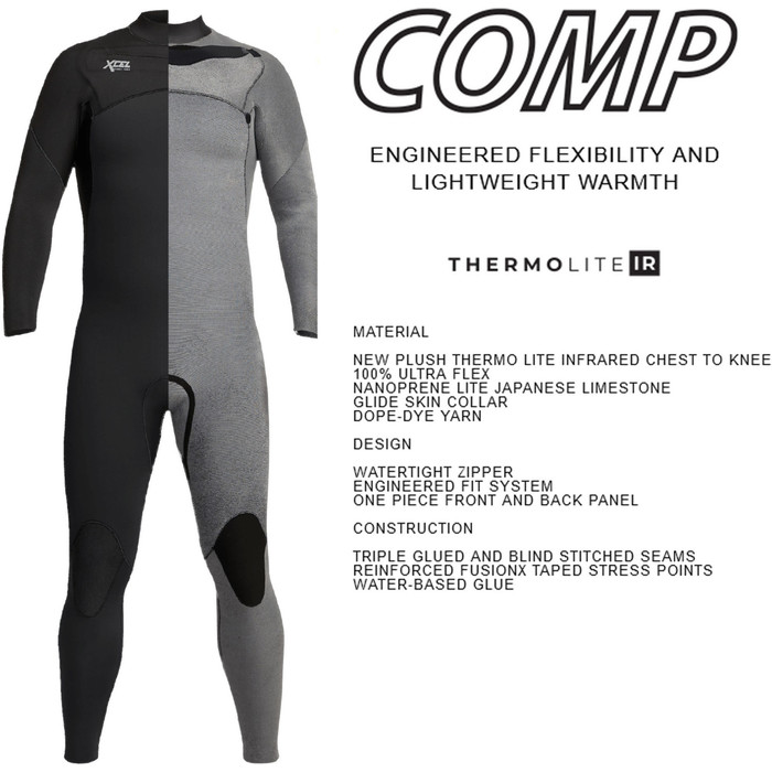 2024 Xcel Junior Comp 3/2mm Chest Zip Wetsuit KN32ZXC0 - Graphite